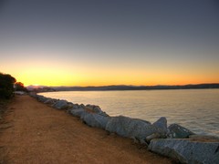 sunset on the breakwater